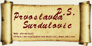 Prvoslavka Surdulović vizit kartica